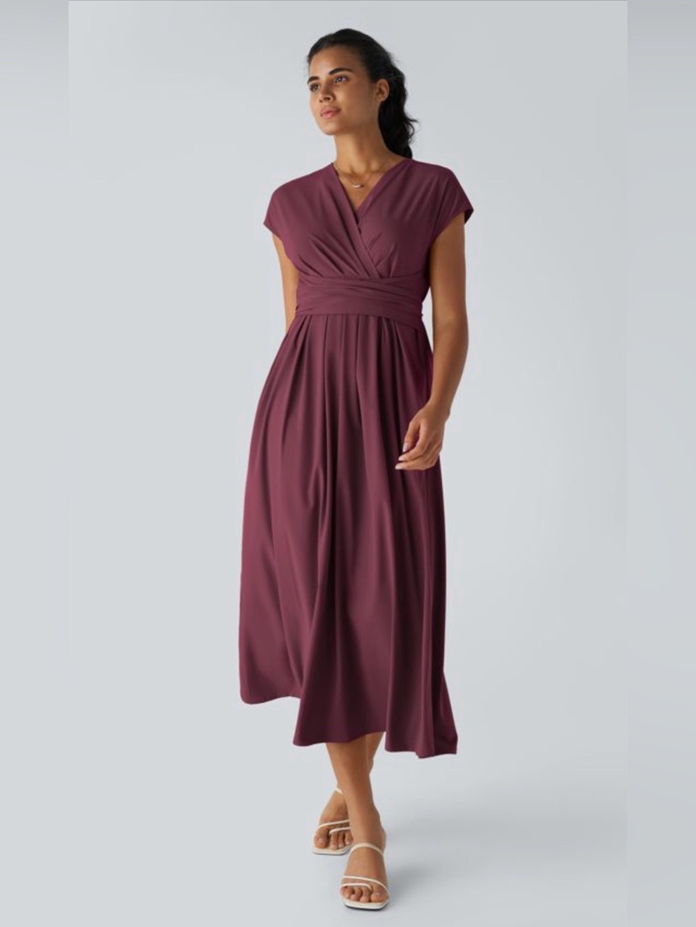 HALARA Breezeful V Neck Short Sleeve Tie Back Quick Dry Midi Casual Dress sz XL